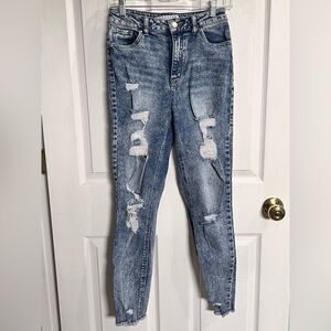 Tinseltown Distressed Light Blue Skinny Jeans